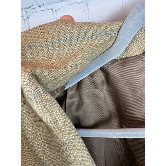 JOS. A. BANK beige check silk wool linen blend mens jacket blazer 52R - Picture 3 of 10